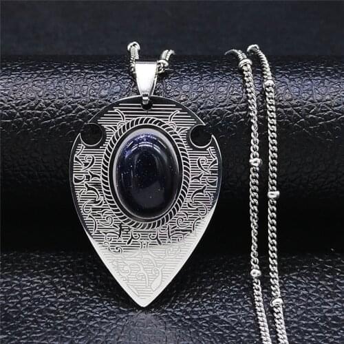 Flower Water Drop Stainless Steel Blue Natural Stone Silver Color Charm Necklace for Women/Men Jewelry collier boheme NXS04