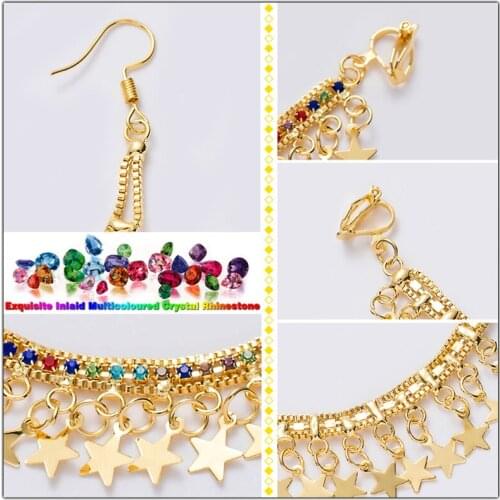 Belly dance nose chain Indian dance stage performance earrings accessories exquisite water drill leaf ear hook ear clip