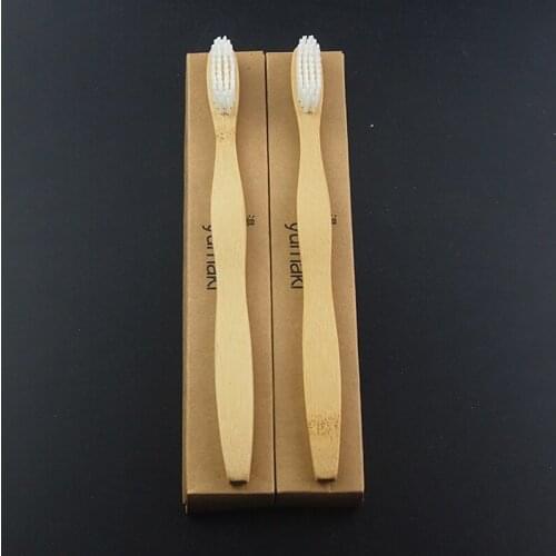 DR.PERFECT 2 Pieces Thick Handle Style Wood Toothbrush Bamboo Novelty Bamboo Toothbrush Soft-bristle BPA Free Nylon Bristle