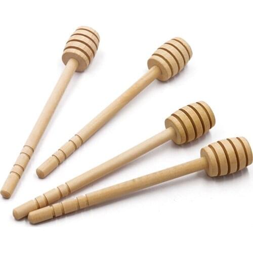 100 Pieces Of Long-Handled Wooden Honey Stirrer Practical Pot Spoon Coffee Supplies Milk Tea Stir Stick