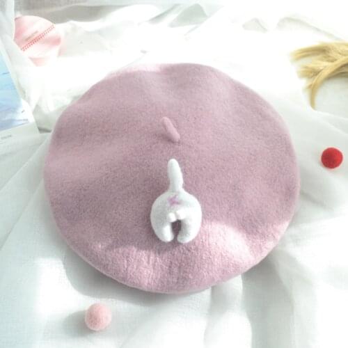 Womens handmade beret hat girl hat new cat ass painter hat warm thick pea newsboy hat outdoor walking hat