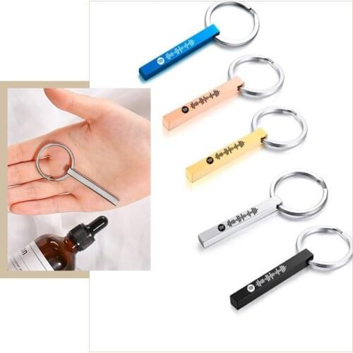 Customize Key Chain,Spotify Code Invoice Song Record Scan Code Engrave,Stainless Steel Keyring Keychains for Women Men Gift