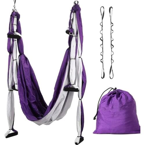 Aerial Yoga Hammock Flying Swing Set with 2 Extensions Straps Air Yoga Inversion Exercises for Gym Home Fitness