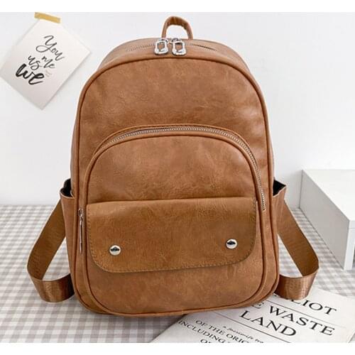 Womens Quality PU Leather Crossbody Bags Solid Color Handbag Lattice Female Backpack School Bags for Teenagers Girls Rucksack