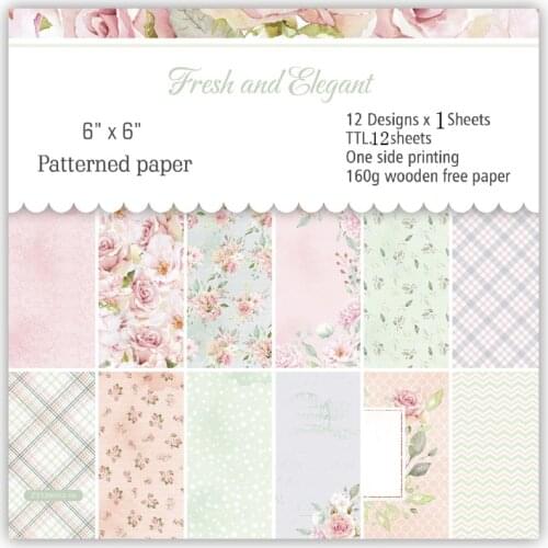 KLJUYP 12 Sheets Fresh and Elegant Scrapbooking Pads Paper Origami Art Background Paper Card Making DIY Scrapbook Paper Craft