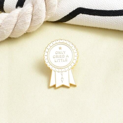 Creative white enamel medal brooch only shouted a little award funny cartoon badge clothes lapel jewelry gift for a friend