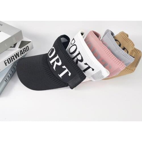 Summer Sports Sun Cap Women Adjustable Knitted Embroidery UV Protection Hat Top Empty Tennis Golf Cycling Sunscreen Hat -40