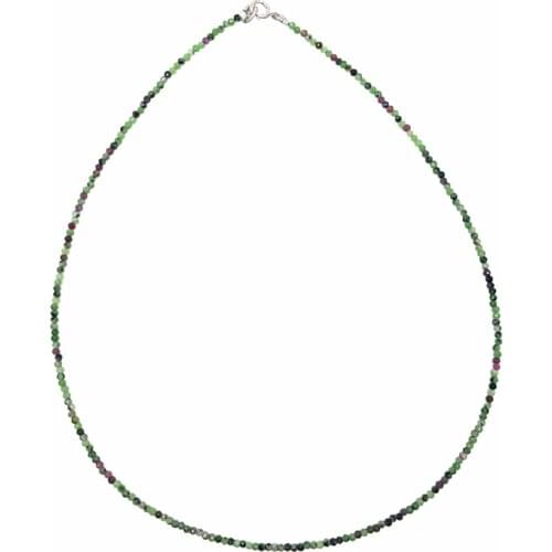 LiiJi Unique Women Necklace Anyolite Ruby Zosite Approx 1-2mm Faceted Beads 925 Sterling Silver Choker Necklace 14''-20