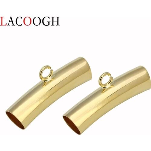 Wholesale 25pcs Gold Color Copper Long Curved Tube Pipe Beads Charm Pendants Connector for Women DIY Jewelry Finding Accessories