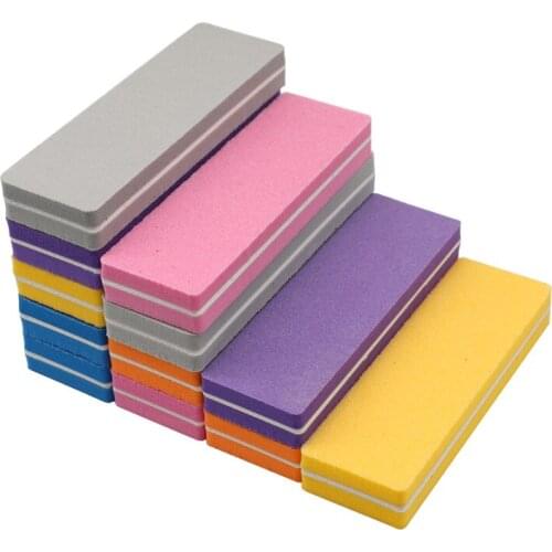 12pcs Mix Color Mini Nail Files Buffer 100/180 Washable Emery Board Professional Nail Buffer Sponge Sandpaper Manicure Tools