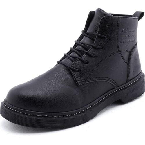 Cracked Leather Martin Boots Breathable Platform Shoes 2021 Spring Autumn Round Toe Lace Up Comfortable Man Boots Zapatos Hombre