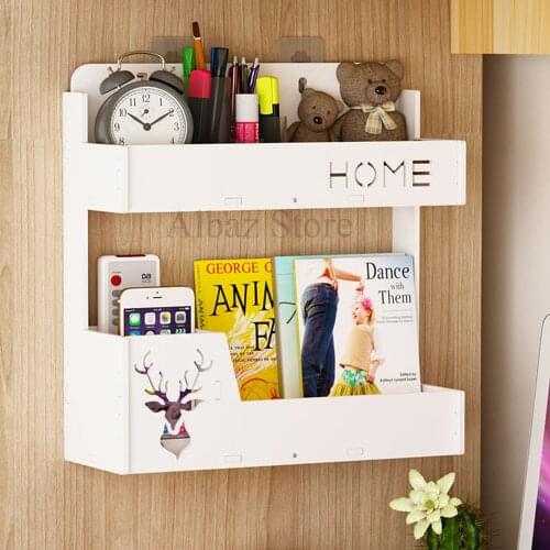 Nordic home free punching bedside wall shelf dormitory bedroom wall-mounted mobile phone storage box organizer for cosmetics