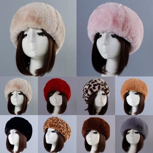 Autumn winter Fashion Thick Fluffy Topless Russian Cap Autumn Winter Ear Warmer Outdoor Ski Hats Women Faux Fur Windproof Cap