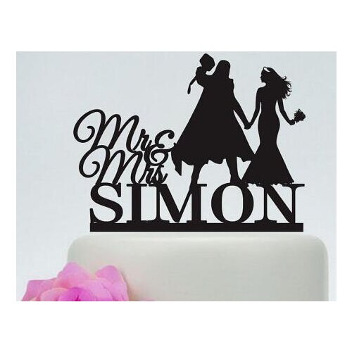 Personalized Thor and Bride wedding cake toppers bridal baby shower Bachelor party theme decorations