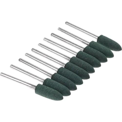 10Pcs 3x6mm Bullet Rubber Grinding Head Metal Surface Buffing Polishing Mounted Point Fits For Dremel And Other Rotary Tools