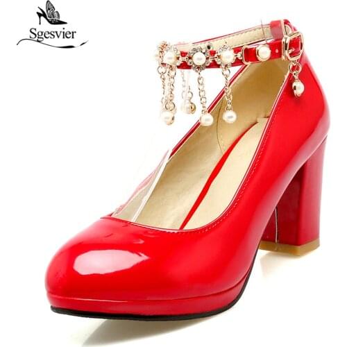 Sgesvier Womens High Heels Sexy Round Toe Rhinestone Party Shoes Crystal Hollow Platform Pumps Female Elegant Stiletto B217