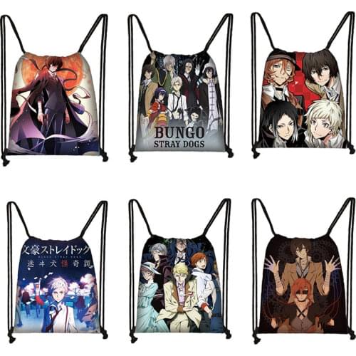 Bungo Stray Dog Drawstring Bag Boys Girls Travel Cartoon Backpack Foldable Dazai Osamu Yazhong Original Hao Storage Bag