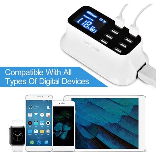 8 Ports Quick Charge Led Display USB Charger For Android iPhone Adapter Phone Tablet Fast Charger For xiaomi huawei samsung