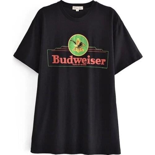 Women T Shirt Casual Top Letter Print Soft Loose Short Sleeve Summer Women Clothing 2021