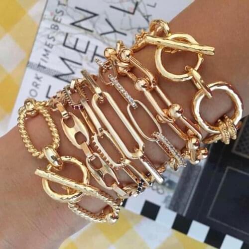 Trendy Punk Gold Silver Color Bracelets Female Hip Hop Chunky Thick Chain Statement Bracelets Bangles 2020 Fashion Jewelry
