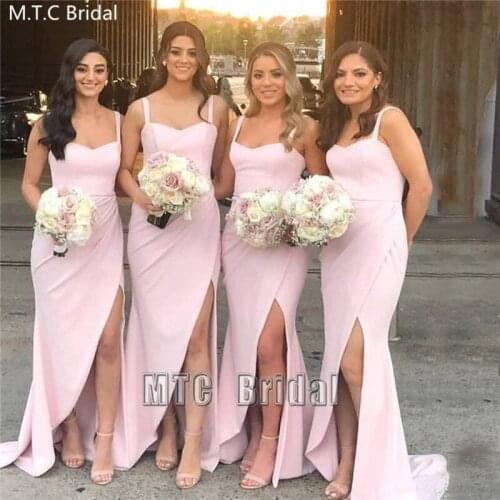 Pink Mermaid Bridesmaid Dresses Long Formal Wedding Party Dress For Maid Of Honor Wholesale Elegant Women Evening Prom Gowns
