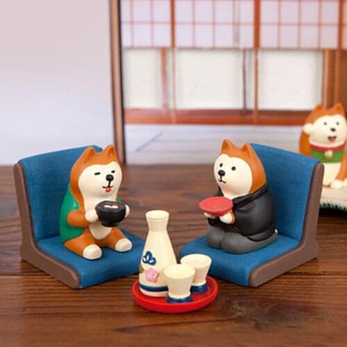 ZOCDOU 1 Piece Lunar New Years Drunk Shiba Model Small Statue Little Figurine Crafts Figure Ornament PVC DIY Miniatures