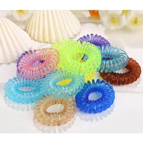10Pcs Women Thin Colorful Elastic Plastic Rubber Telephone Cord Wire No Crease Hair Ties Scrunchies Hair Ring Band Fashion