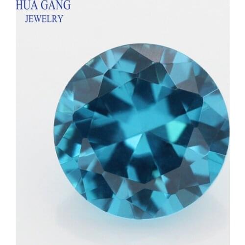 120# High Quality Synthetic Spinel Stone Size 0.8-10mm Color Light Blue Wholesale Round Brilliant Cut Gems For Jewelry