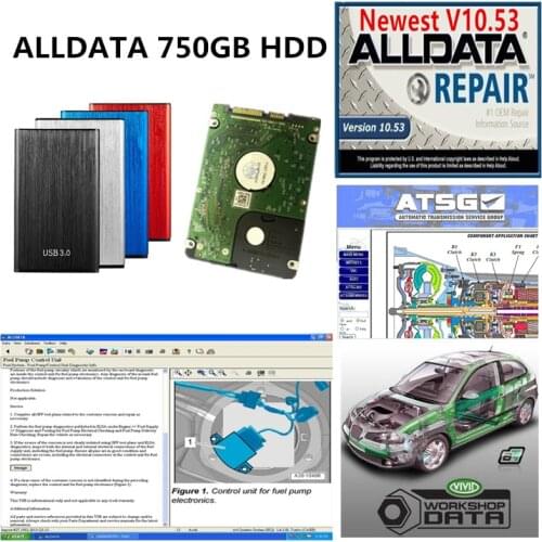 2020 hot sell Auto repair software alldata software 10.53 vivid 10.2 atsg Car wiring Diagrams with 750gb HDD DHL free shipping