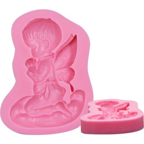 3D Silicone Mold Cute Angel Boy Shape Fondant Cake Tools For Cupcake Food Grade Silicone Mould Molds For Plaster