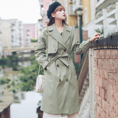 Ailegogo Women's Double Breasted Trench Coats China