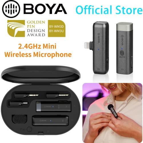 BOYA BY-WM3 2.4GHz Wireless Microphone System for Smartphones Tablets DSLR for Videographer Content Creator Avid Vlogger More