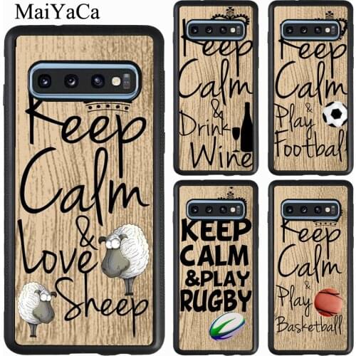 Keep Calm Wine Sheep Rugby Case For Samsung Galaxy A71 A51 A21S A40 A50 A70 A20e A31 M21 S9 S10 S20 Plus Note 20 Ultra