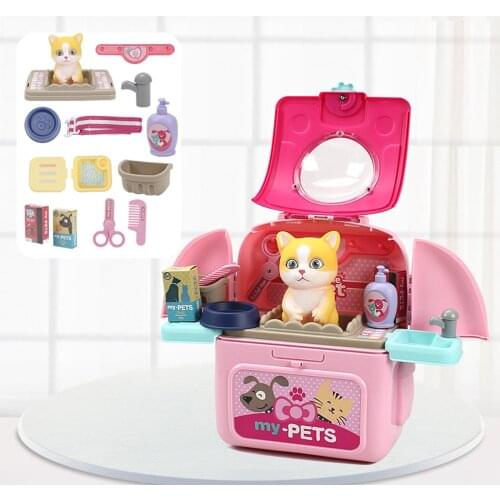 Kids Pet Space Bag Play House Set Dog Cat Grooming Kit Play Set With Backpack Pretend Play Toys For Children Birthday Gifts #20