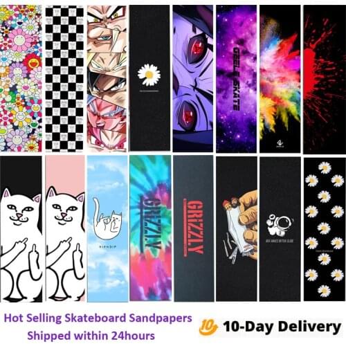 Double Rocker Skateboard Sandpaper Digital Spray Emery Grizzly Ripndip Skate Board Sticker Scooter Sandpaper Griptape Abrasive