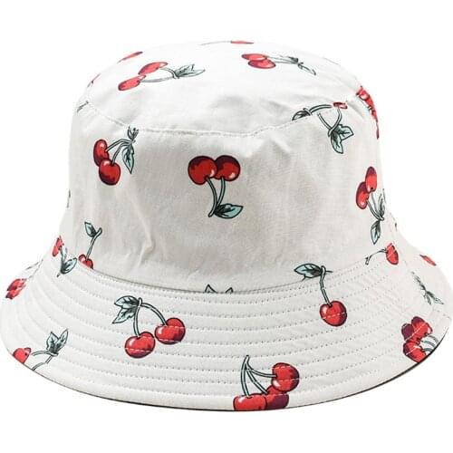 Cute Fruit caps Print Double Side Folding Fisherman Sun Hat Unisex Outdoor Bucket Cap hats for women Bonnet