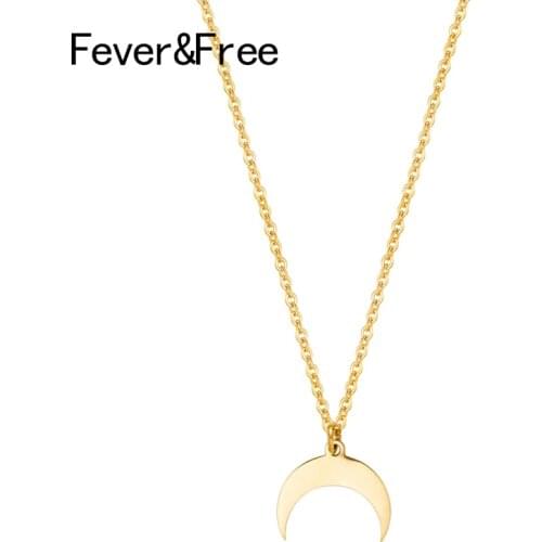 Fever&Free New Golden Star Triangle Moon Necklace For Women Vintage Crescent Pendant & Necklace Choker Collares Pop Bijoux Femme