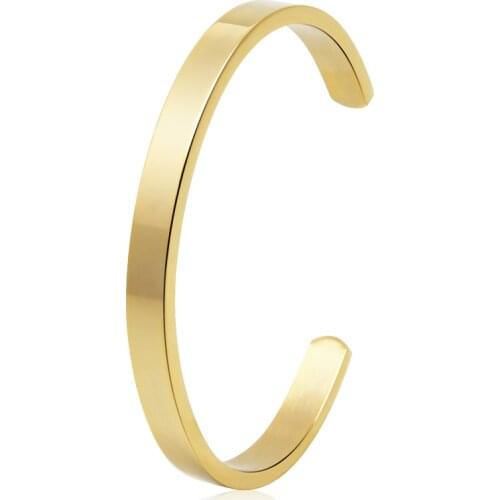 Hot Fashion Stainless Steel Jewelry High Quality Smooth C Shape Bangle for Woman Bracelet Party Gift Wholesale
