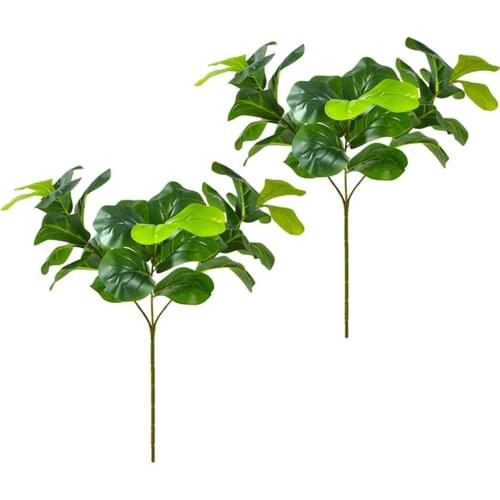 25.6Inch Artificial Plants Fiddle Leaf Fig Faux Ficus Lyrata Tree Fake Bushes Greenery for Garden Porch Window Box Decor