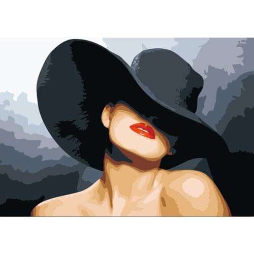 3D picture of rhinestones mosaic Black hat woman full embroidery paint with diamonds painting sale beads home decoration FS107