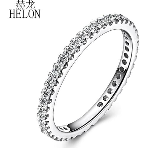 HELON 0.33ct SI/H Natural Diamonds Ring Solid 18K (AU750) White Gold Engagement Wedding Full Eternal Fine Jewelry Ring Band