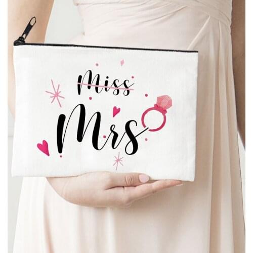 Miss Makeup Bag Letter Flower Cute Funny Print Cosmetic Bags Make Up Bags Clutch Gifts Toiletries Organizer Pouch Ladies