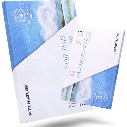 Watercolor Pad, 100% Cotton 20 Sheets, 140lb/300gsm, Glue Bound, Cold-Pressed, Acid-Free, Art Sketchbook Wet & Dry Mixed Media