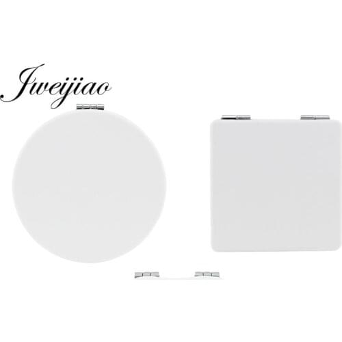 JWEIJIAO Round Square Heart Shaped White PU Leather Pocket Mirror Compact Portable Folding Cosmetic Women Mini Makeup Mirror