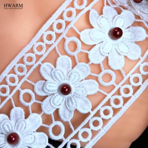 HWARM 10yard 8cm 3D Lace For Craft Fabric With Beads Skirt Sewing Trim Accessories DIY Wedding Decoration Embroidery Curtain