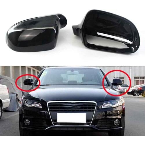 Left Right Shiny Black Rearview Side Wing Mirror Cap Housing Casing Shell For AUDI A4 S4 B8 A3 S3 8P A5 S5 A6 S6 C6 A8 S8 Q3