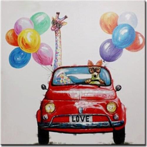 Mintura Art Hand Painted Dog Animals Oil Paintings on Canvas Abstract Modern Childrens Room Restaurant Wall Painting Pictures