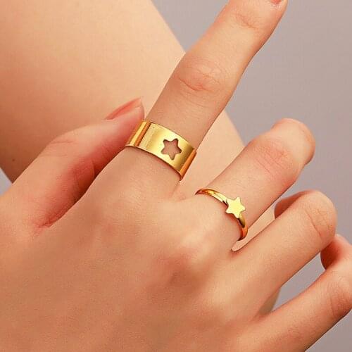 Trendy Gold Butterfly Rings For Women Men Lover Couple Rings Set Friendship Engagement Wedding Open Rings 2021 Jewelry