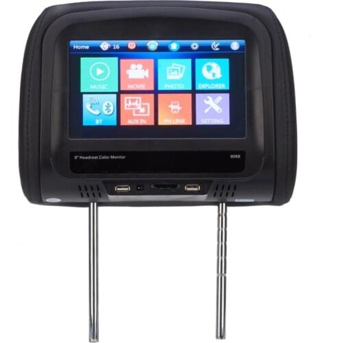 8 Inch HD Car Pillow Monitor Interior MP5 Player Headrest Monitor Support Bluetooth IR FM with Touch Screen Auto Accessories