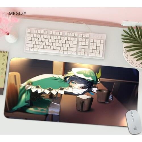 MRGLZY 300X800MM Genshin Impact Mouse Pad Gaming Mouse Pad Gaming Keyboard Table Mat Natural Rubber Office Mouse Pad